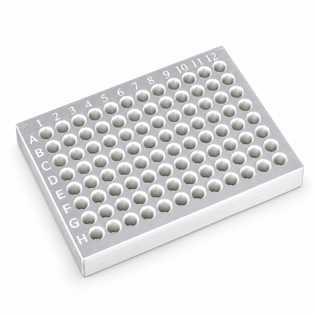 aluminum cooling block 0 2 0 5ml 96 well silver